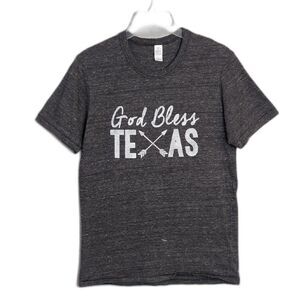 GOD BLESS TEXAS Dark Gray Heathered Graphic Tee Adult M